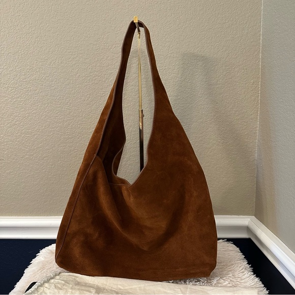 Quince Handbags - Quince Whiskey Brown Suede Hobo Bag